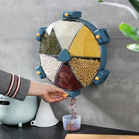 Blå oppbevaringsboks / hjul for frokostblandinger ...