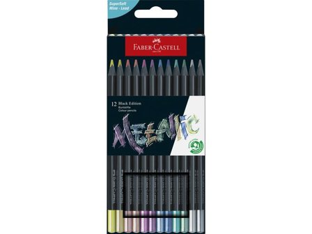 FABER-CASTELL Färgpenna Black Edition Metallic 12/fp - Lyreco - Skola och förskola - Pennor och tillbehör - Färgpennor - Trekantsgrepp