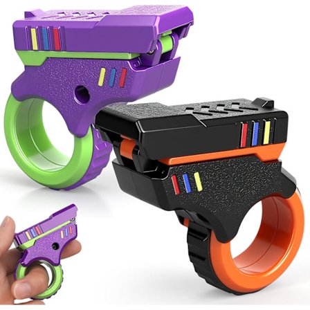 2 STK 5-i-1 3D Fidget Slider Legetøj til Voksne & Teenagere - Fidget Ring Håndrulle Spinner Pistol, Stress Relief Fokus Valentinsdag Gave