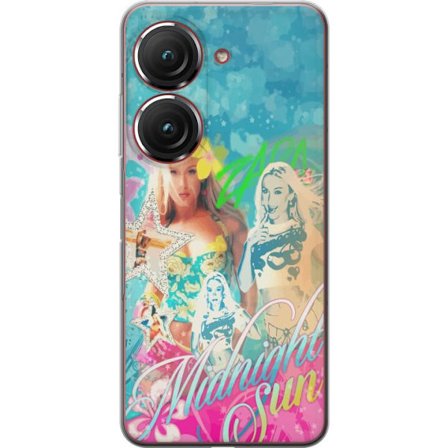 Kompatibelt Mobildeksel til Asus Zenfone 9 Eventyrverden med Steve, Creeper og dyr i fargerik blokkgrafikk