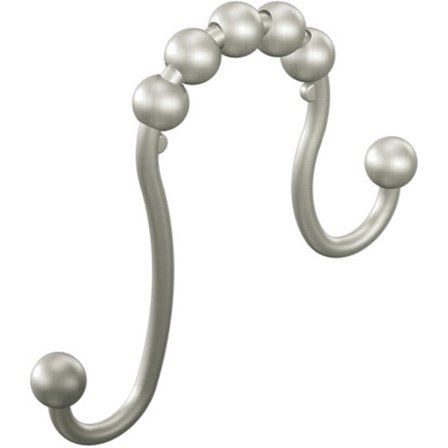 Sett med 12 dusjgardinringer i børstet nikkel