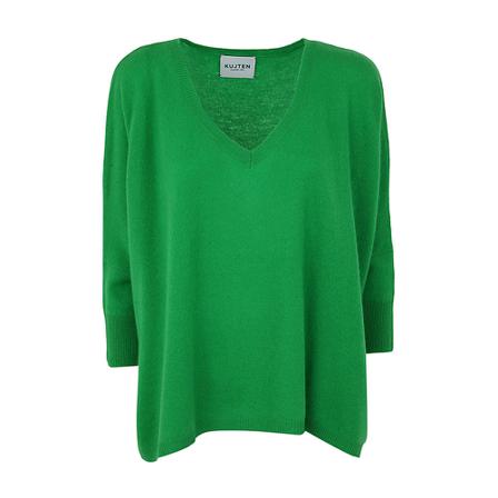 Kujten, V-neck Knitwear Groen, Dames, Maat:ONE Size