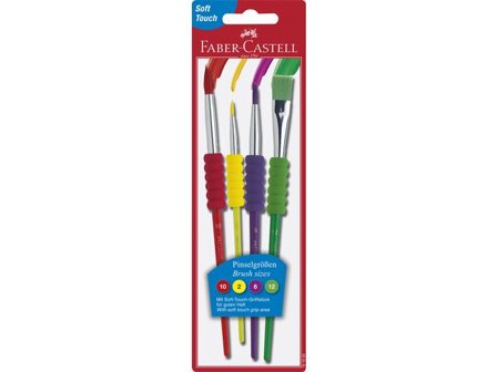 Faber-Castell Penselset Soft Grip 4 Storlekar 4/set - Lyreco - Skola och förskola - Målarfärg och tillbehör - Penslar