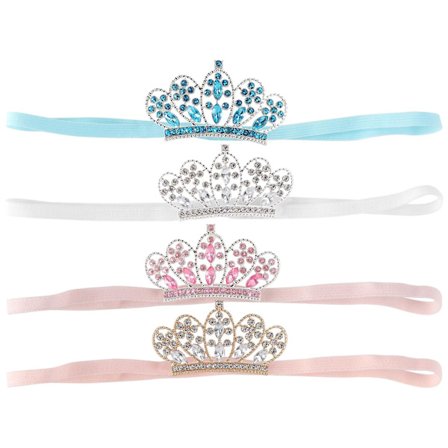 4 stk Festlig Hårbånd Rhinestone Krone Stil Hodebånd Baby Krone Bursdag Hodeplagg