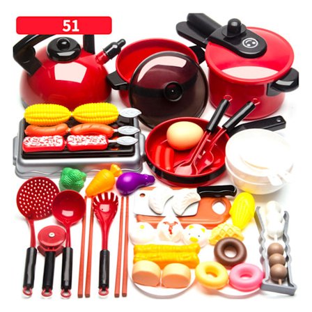 Leikkikeittiösetti Pyöristetyt reunat Korkea simulaatio Hienot yksityiskohdat Lasten lelut 51 osaa Koulukodilahjat