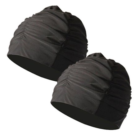 2 st Badmössor i Polyester, Plisserad, Stor, för Simning, Bad, Män och Kvinnor, Långt och Kort Hår