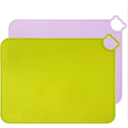 Barn Silikon Underlägg, Diskmaskin Säkra Skrivbordsunderlägg, Småbarn Bärbar Matta Reseset 2-pack (Grön