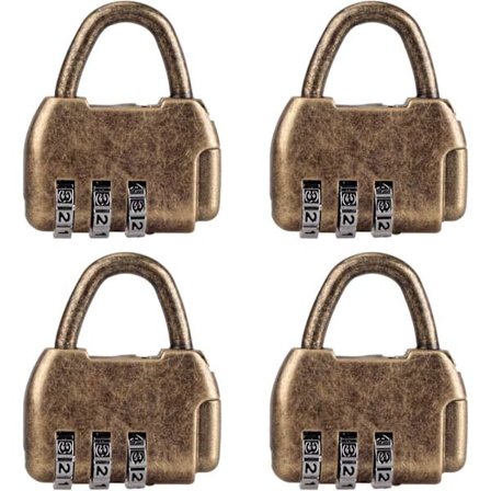 Set med 4 Mini Retro Kombinationslås för Dagbok, Bagage, Vintag