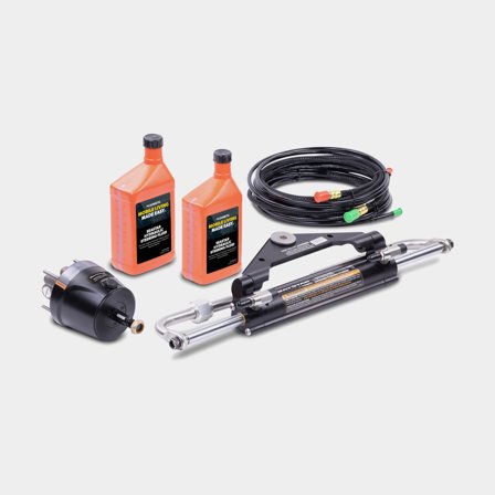 Zestaw hydrauliczny BayStar, do silników zaburtowych do 150 Hk + pompa sterowa HH4314-3 + wąż hydrauliczny + olej + cylinder HC4648-3 - Jachtowa