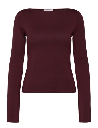 Weekday Soft Long Sleeve Top - Burgundy - L
