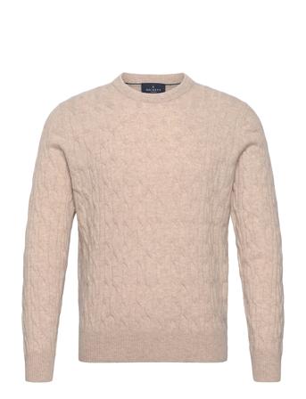 Lw Cable Crew Tops Knitwear Round Necks Beige Hackett London