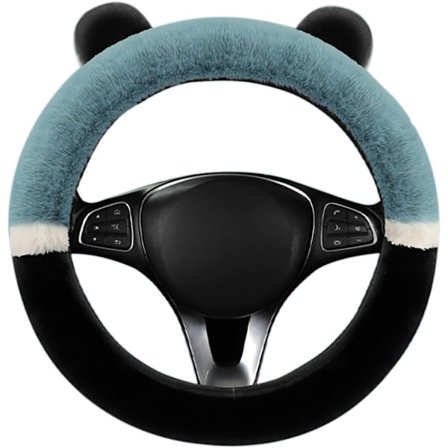 Panda Öron Bil Ratt Skydd Mjuk Plysch Vinter Varm Halkfri Elastisk Universal Ratt Skydd Söt Interiör