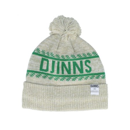 Djinns - Beige pom Beanie - Bubble Beanie Winter Jacquard Sand/Green Pom @ Hatstore