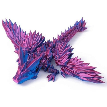 3D-printad Ädelstensdrake Gåva Gradient High-End Figur Miljövänlig Kristalldrake Leksaksfigur, Lila