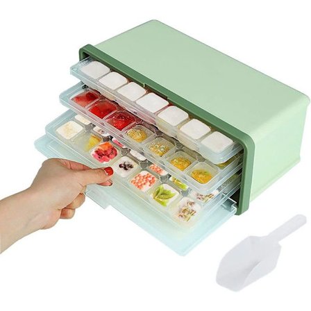 Iskubbehållare med lock, iskubbsbricka med lock,