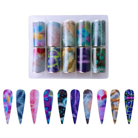 Nagelfolie / folie - Set 10 färger - 100 cm / st
