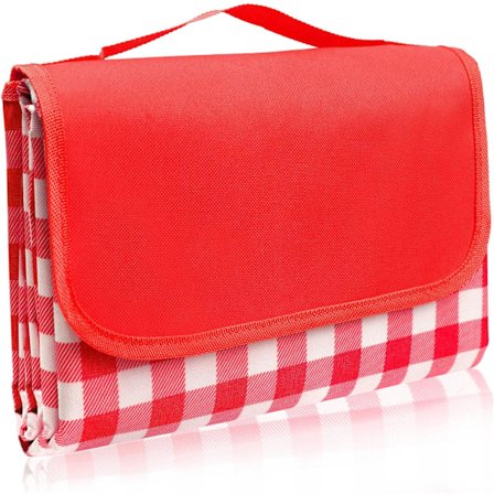 Vedenpitävä piknikviltti, 200 x 200 cm, hiekkaa hylkivä vedenpitävä erittäin suuri retkeilymatto puutarhaan, puistoon, matkalle (punainen)