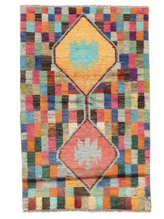 94X150 Dywan Berber Colourful Nowoczesny Czarny/Zielony (Wełna, Afganistan) Carpetvista