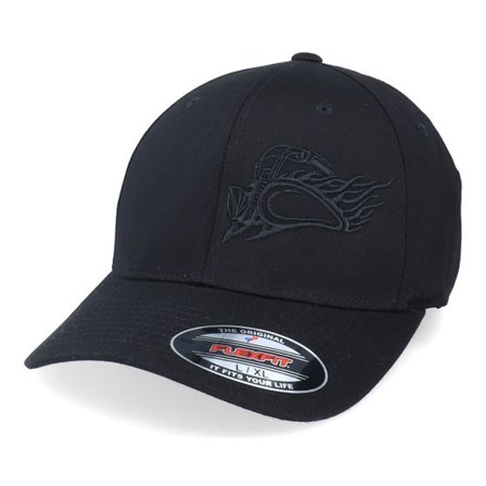 Born To Ride - Svart flexfit Keps - Flame Bike Logo Black On Black Flexfit @ Hatstore