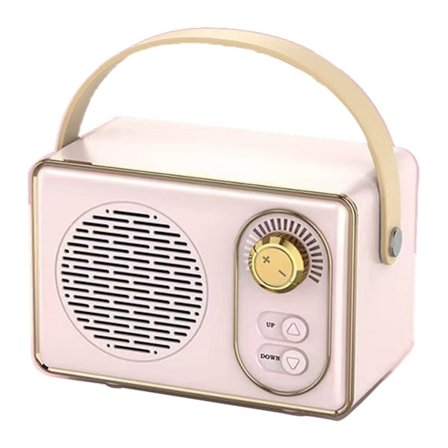 Retro Høyttaler Klar Lyd Bærbar Trådløs Vintage Liten Høyttaler for Hjem Reise Utendørs Rosa