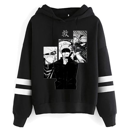 Unisex Jujutsu Kaisen Anime Yuji Itadori Hoodies Herr Harajuku Gojo Satoru Kawaii Manga Grafisk Streetwear Sweatshirts Tröjor black61003 Asian XL
