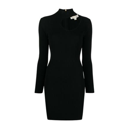Michael Kors, Neck Cut Mini Dress Zwart, Dames, Maat:XL