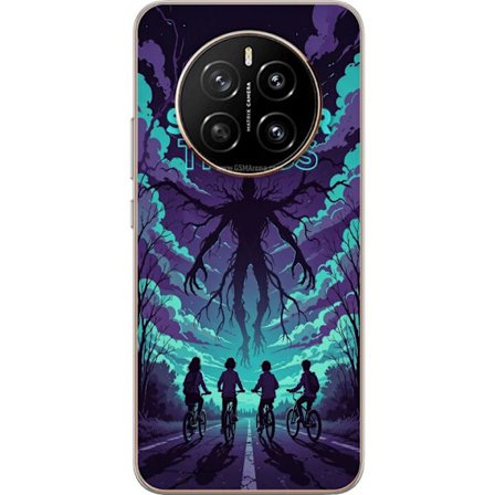 Yhteensopiva Puhelinkuori Honor Honor Magic7 Stranger Things -inspiroitunut fantasiaillustraatio, jossa on tumma hirviö, pyöräilevät lapset ja dra