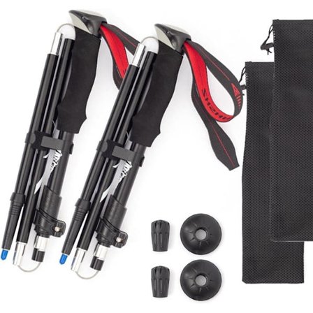 Ultralette vandrestave sammenklappelige / gåstav 5 sektioner 1 par - Justerbar højde