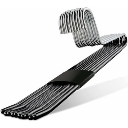 10-pack metallgalgar med halkfri beläggning, byxgalgar med öppen sida för förvaring av byxor/jeans/scarves - krom, svart