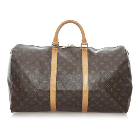 Louis Vuitton Vintage, Pre-owned Monogram Keepall 50 Canvas Bruin, Dames, Maat:ONE Size,leather