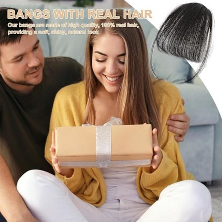 Klipp-inn pannelugg, ekte hår, franske pannelugg med klipp-på extensions | Naturlig farge, ekte hår pannelugg, stilig hårforlengelse for kvinner og 