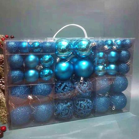 3-6cm Set med 100 PVC-bollar för julgranen, ljusa matta kulor, ihåliga, färgglada pvc box pack of 100 (Lake Blue)