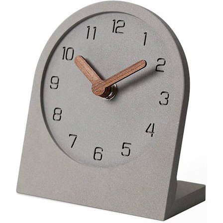 2023 Wooden Silent Non-ticking Battery Operated Decorative Small Mini Analog Modern Shelf Desk Table Mantel Clock For Home, Office, (gray)
