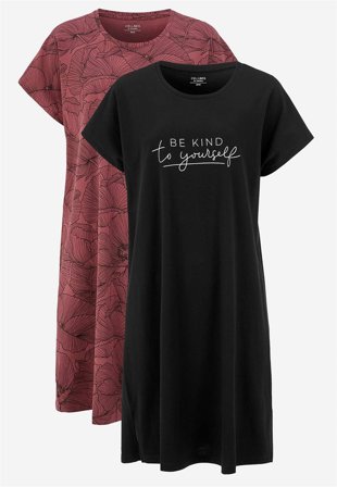 Cellbes of Sweden - Nattlinne i bomull 2-pack - mörkrosa + svart - för damer - 50/52