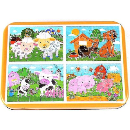 4-i-1 børnepuslespil (9, 12, 15, 20 brikker) puslespil med opbevaringsboks til børn fra 3 år og opefter