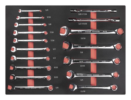 PELA 510930 Kombinasjonsnøkkelsett 17 deler, tom, Håndverktøy