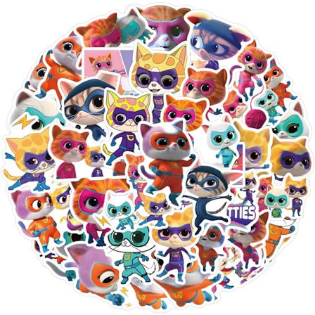 50 stk. Super Æstetiske Katteklistermærker til Børns Dagbøger, Søde Tegneseriekatte Fest Dekoration Klistermærke