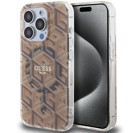 Guess IML GCube MagSafe-etui for iPhone 15 Pro - brun