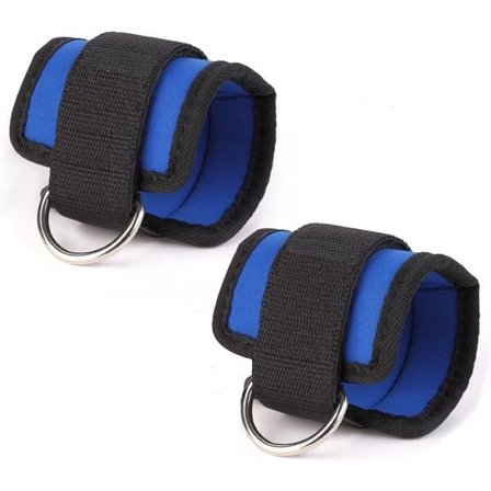 2 stk. ankelstøtter til kabelmaskiner, benstropper til træning i fitnesscenter, blå