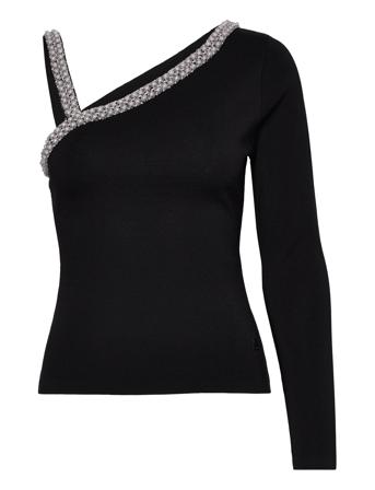 Shoulder Detail Knit Top Black Karl Lagerfeld