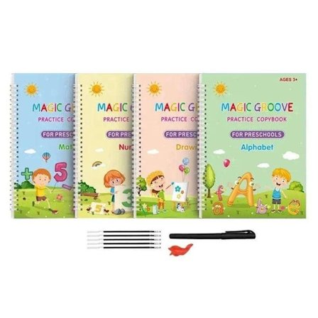 Genanvendelig Skriveøvelsesbog - Sæt med 4 bøger