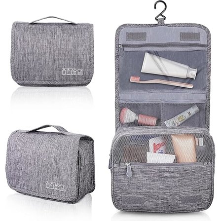 Grå Toilettaske Stor Foldbar Rejsetoilettaske Unisex Multi