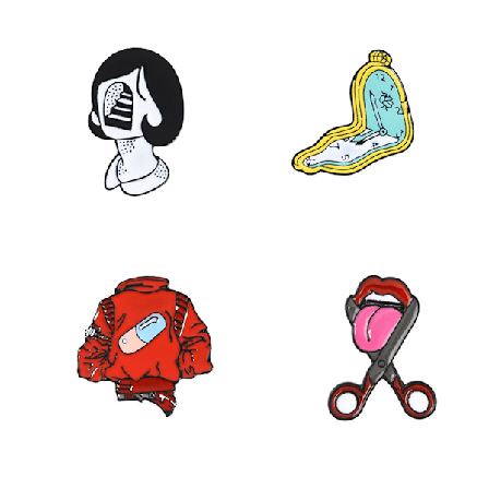 Set med 4 emaljerade nålar Set söta tecknade broscher Slipsnål W