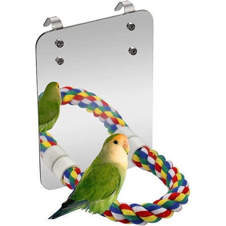 Spejl Fugl Siddepinde Reb Bur Parrot/Parakit/Fugl/Cockatiel/Parakit Farve Stativ Legetøj
