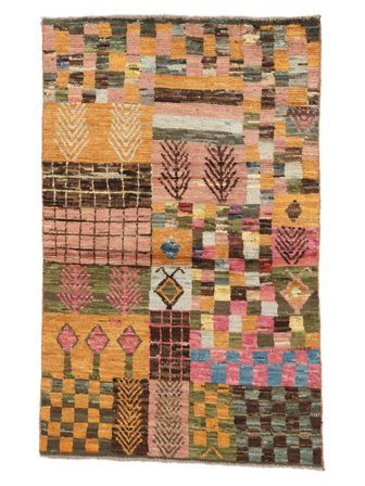 Berber Colourful Rug Hand Knotted 90X142 Brown/Orange Afghanistan