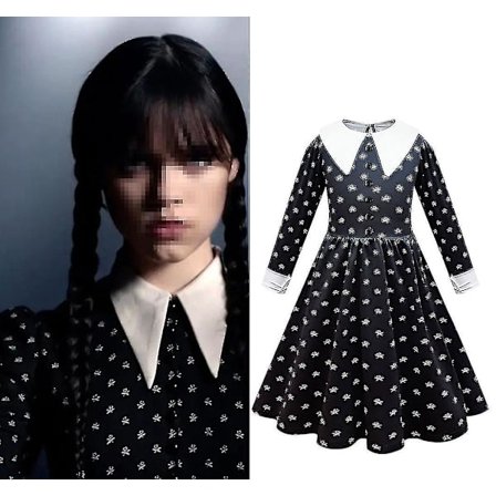 Piger Wednesday Addams Cosplay Wednesday Dansekjole Kostume