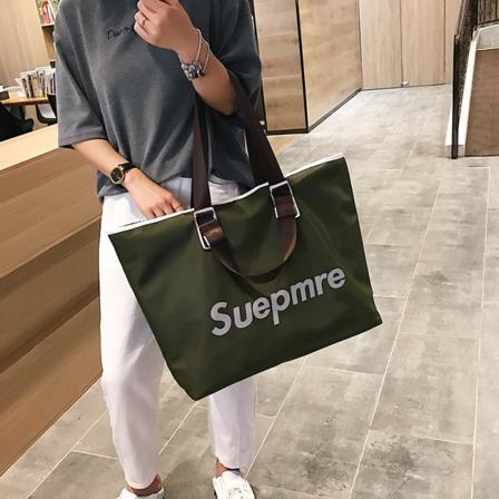 Kvinder Dame Håndtaske Håndbærende Kort Rejsetaske Nylon Vandtæt Stor Kapacitet Green Medium