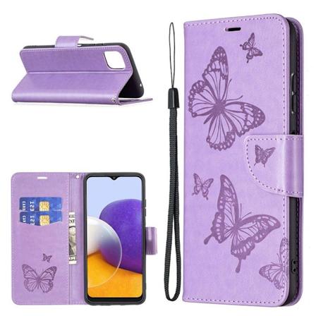 Butterfly Samsung Galaxy A22 5G L pp kotelo - Violetti Purple