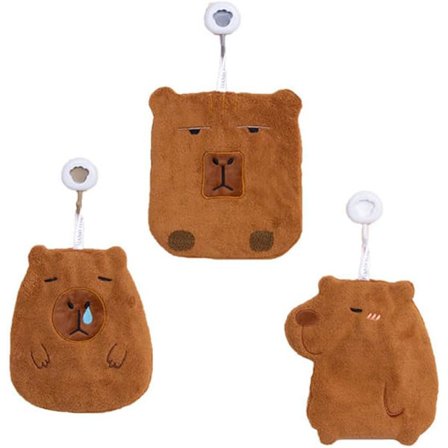 Capybara håndklæder 3 stk. søde dyr tegneserie bløde bomuld hængende håndklæder sæt til badeværelse stue køkken