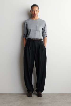 COS Oversized Brushed-Cotton Long Sleeve T-Shirt in Grey - Women